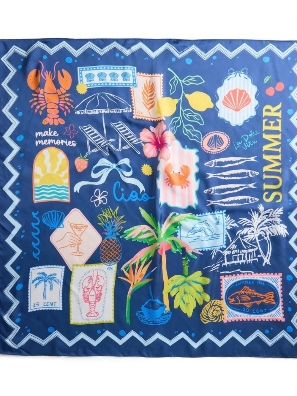 Nwt No Boundaries Navy Beach All over Print Scarf/ Bandana Top